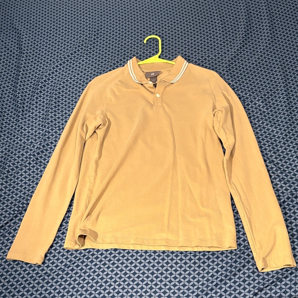 H&M Tan Long Sleeve Polo Shirt